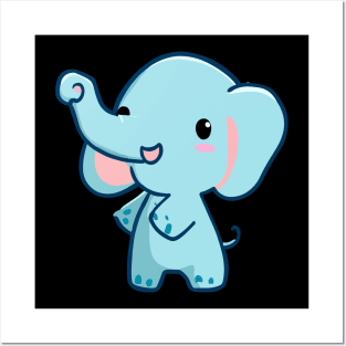 cute elephant cartoon vector illustration Posters and Art